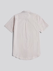 U.S. Polo Assn Natural Linen Blend Summer Stripe Short Sleeve Shirt - Image 6 of 7