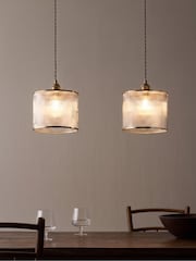 The Set 2 Pack Brass Ribbed Glass Easy Fit Shade Ceiling Lights - Image 1 of 6