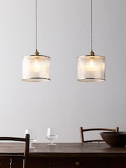 The Set 2 Pack Brass Ribbed Glass Easy Fit Shade Ceiling Lights - Image 2 of 6
