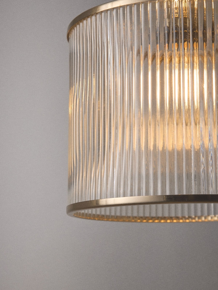 The Set 2 Pack Brass Ribbed Glass Easy Fit Shade Ceiling Lights - Image 6 of 6 The Set 2 Pack Brass Ribbed Glass Easy Fit Shade Ceiling Lights - Image 6 of 6