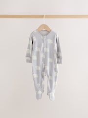 Grey Winter Animals Two Way Zip Sleepsuits 4 Pack - Image 11 of 15