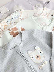 Grey Winter Animals Two Way Zip Sleepsuits 4 Pack - Image 14 of 15