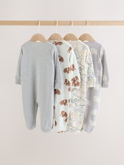 Grey Winter Animals Two Way Zip Sleepsuits 4 Pack - Image 6 of 15