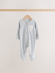Grey Winter Animals Two Way Zip Sleepsuits 4 Pack - Image 7 of 15