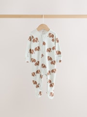 Grey Winter Animals Two Way Zip Sleepsuits 4 Pack - Image 9 of 15
