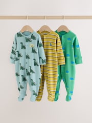 Green Dinosaur Baby Sleepsuits 3 Pack (0mths-2yrs) - Image 1 of 15