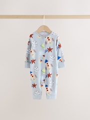 Navy/Yellow Space Two Way Zip Sleepsuits 4 Pack (0mths-3yrs) - Image 10 of 14