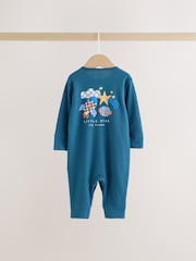 Navy/Yellow Space Two Way Zip Sleepsuits 4 Pack (0mths-3yrs) - Image 11 of 14