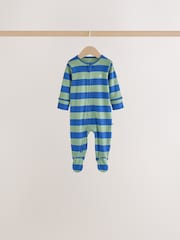 Blue/Green Two Way Zip Baby Sleepsuits 5 Pack (0-2yrs) - Image 8 of 12