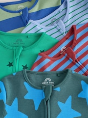 Blue/Green Two Way Zip Baby Sleepsuits 5 Pack (0-2yrs) - Image 9 of 12