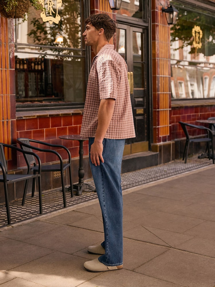 Mid Blue Baggy Fit Elasticated Waist Drawstring Jeans - Image 2 of 9 Mid Blue Baggy Fit Elasticated Waist Drawstring Jeans - Image 2 of 9