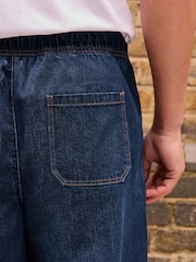 Dark Blue Baggy Fit Elasticated Waist Drawstring Jeans - Image 7 of 12