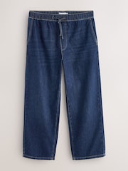 Dark Blue Baggy Fit Elasticated Waist Drawstring Jeans - Image 8 of 12