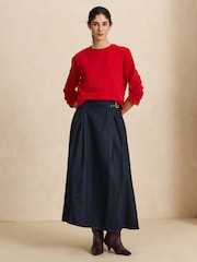 Indigo Blue Pleated Denim Kilt Skirt - Image 2 of 5