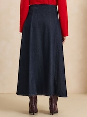 Indigo Blue Pleated Denim Kilt Skirt - Image 4 of 5
