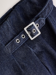 İndiqo Mavi - Pleated Denim Kilt Skirt - 8şəkildən 7 şəkil