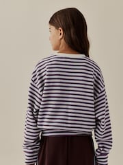 Ecru Stripe Cosy Rib Fitted Waist Top (3-16yrs) - Image 3 of 8