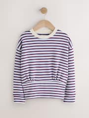 Ecru Stripe Cosy Rib Fitted Waist Top (3-16yrs) - Image 5 of 8