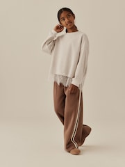 Oatmeal Cosy Rib Lace Hem Sweatshirt (3-16yrs) - Image 2 of 8