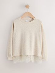 Oatmeal Cosy Rib Lace Hem Sweatshirt (3-16yrs) - Image 5 of 8