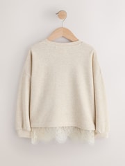 Oatmeal Cosy Rib Lace Hem Sweatshirt (3-16yrs) - Image 6 of 8