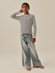 Navy Stripe Long Sleeve Ribbed Henley Top (3-16yrs) - Image 2 of 8