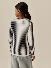 Navy Stripe Long Sleeve Ribbed Henley Top (3-16yrs) - Image 3 of 8