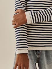 Navy Stripe Long Sleeve Ribbed Henley Top (3-16yrs) - Image 4 of 8