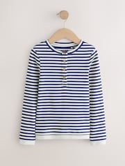 Navy Stripe Long Sleeve Ribbed Henley Top (3-16yrs) - Image 5 of 8