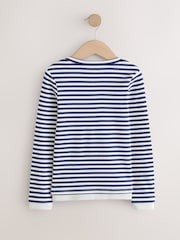 Navy Stripe Long Sleeve Ribbed Henley Top (3-16yrs) - Image 6 of 8