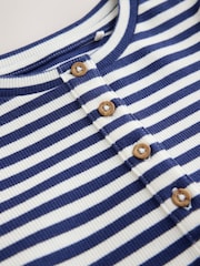 Navy Stripe Long Sleeve Ribbed Henley Top (3-16yrs) - Image 8 of 8