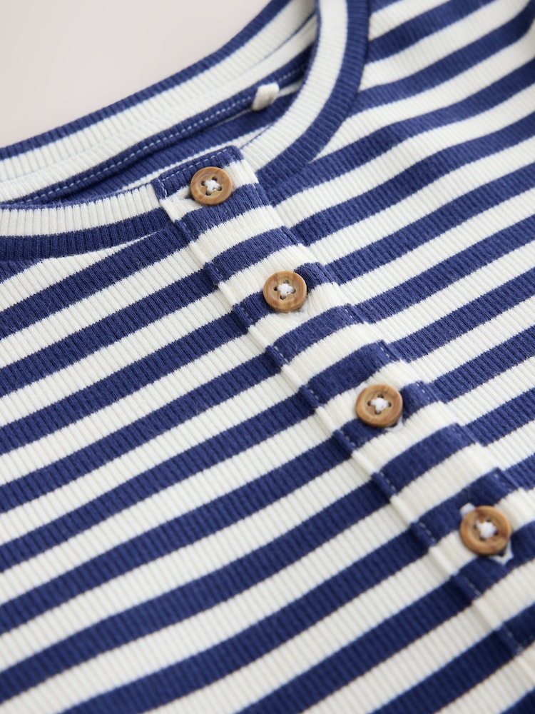 Navy Stripe Long Sleeve Ribbed Henley Top (3-16yrs) - Image 8 of 8 Navy Stripe Long Sleeve Ribbed Henley Top (3-16yrs) - Image 8 of 8