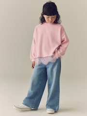 Pink Cosy Rib Lace Hem Sweatshirt (3-16yrs) - Image 2 of 9