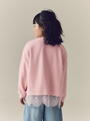 Pink Cosy Rib Lace Hem Sweatshirt (3-16yrs) - Image 4 of 9