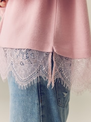 Pink Cosy Rib Lace Hem Sweatshirt (3-16yrs) - Image 5 of 9