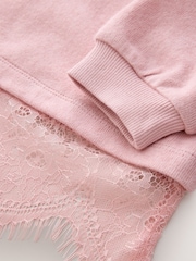 Pink Cosy Rib Lace Hem Sweatshirt (3-16yrs) - Image 8 of 9