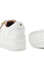 Moda in Pelle White Abbee Leather Slab Sole Lace Up Trainers With Zip - Image 2 of 4