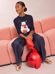Темно-синий с белым медведем - Lipsy Fine Gauge Knit Christmas Jumper (5-16yrs) - Изображение 2 5