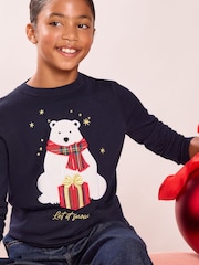 Темно-синий с белым медведем - Lipsy Fine Gauge Knit Christmas Jumper (5-16yrs) - Изображение 3 5
