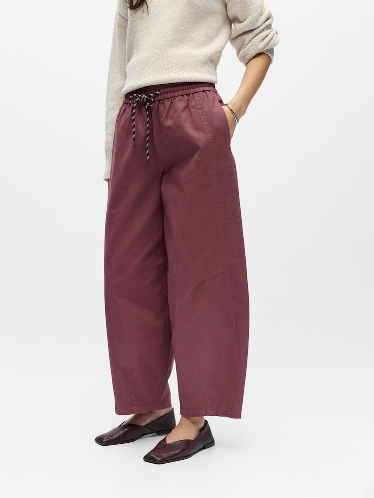 OBJECT Cotton Tie Waist Loose Trousers - Imaginea 1 din 5