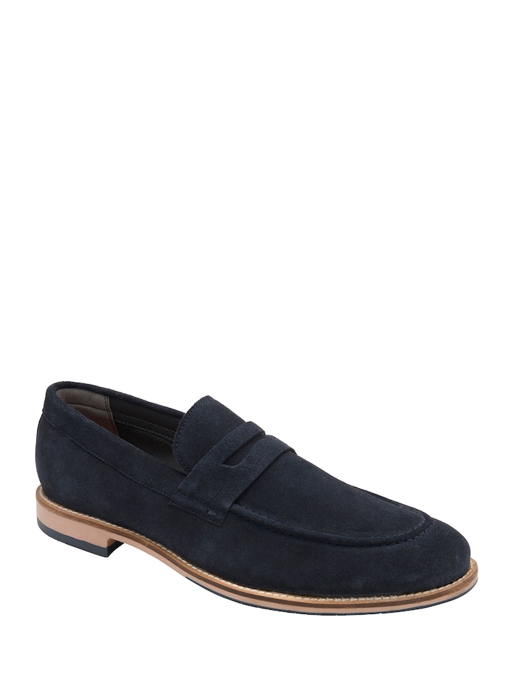 Frank Wright Blue Suede Slip-On Penny Loafers - Image 1 of 4