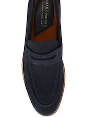Frank Wright Blue Suede Slip-On Penny Loafers - Image 4 of 4