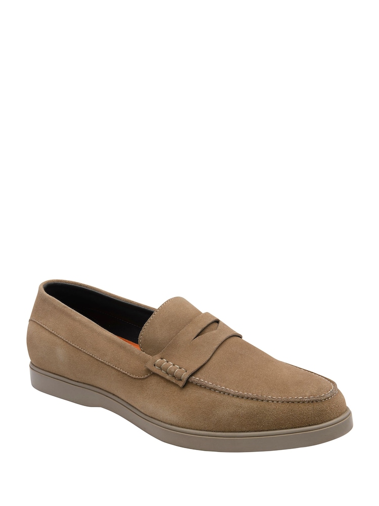 Καφετί - Frank Wright Suede Slip-On Penny Loafers - Εικόνα 1 από 4
