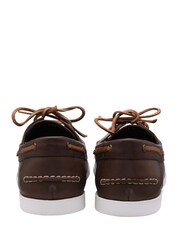 Frank Wright Brown Leather Lace-Up Boat Shoes - Image 3 of 4