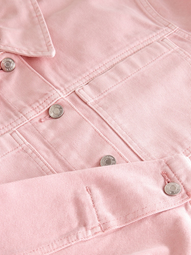 Pink Boxy Denim Jacket - Image 3 of 3 Pink Boxy Denim Jacket - Image 3 of 3