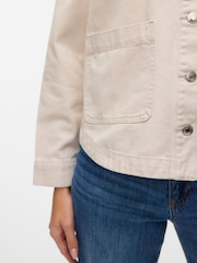 VERO MODA Cream Long Sleeve Denim Shacket - Image 4 of 6