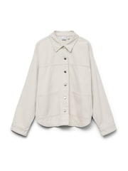 VERO MODA Cream Long Sleeve Denim Shacket - Image 5 of 6