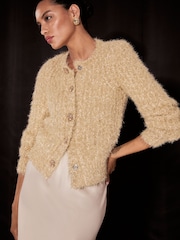 Lipsy Gold Tinsel Cardigan - Image 1 of 5