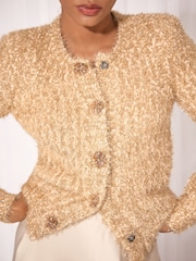 Lipsy Gold Tinsel Cardigan - Image 3 of 5