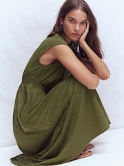 Boden Green Alba Smocked Jersey Midi Dress - Image 5 of 6